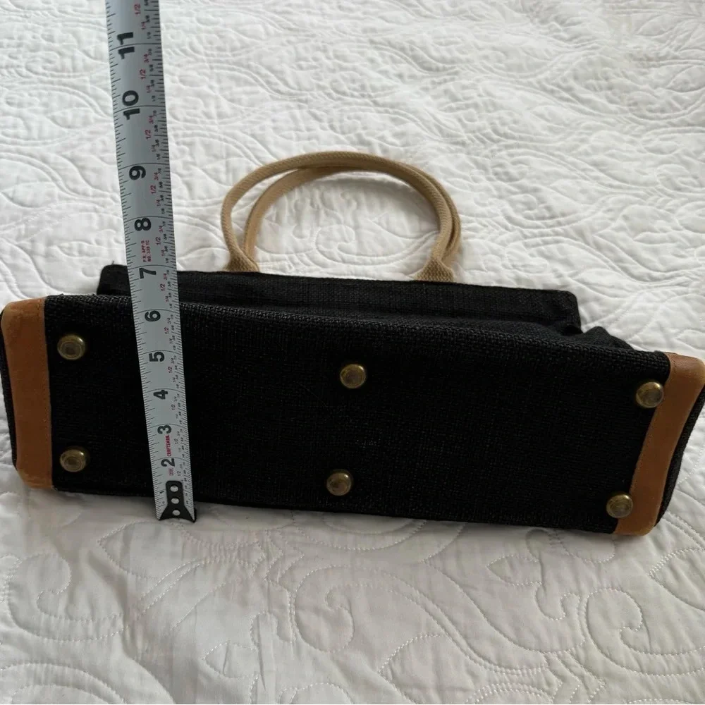 Vtg Davey’s‎ Hard to Find Black Rattan Leather Trim Carpenter’s Bag Handbag EUC
